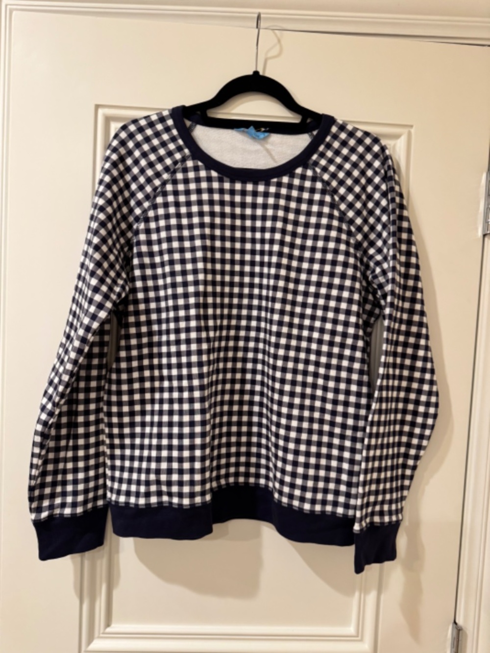 NEW WITH TAGS! Adorable Draper James Gingham Sweatshirt, Large, Nassau Navy
